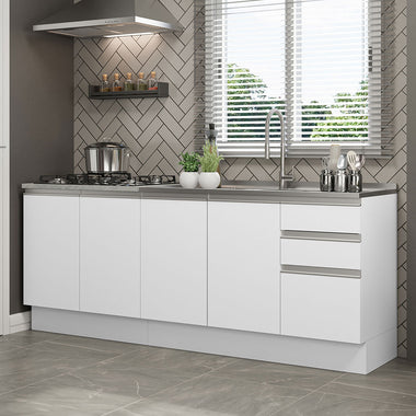 Kit 2 Muebles de Cocina Bajo Glamy 2.00 Metros Blanco