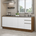 Kit 2 Muebles de Cocina Bajo Glamy 2.00 Metros Marrón/Blanco