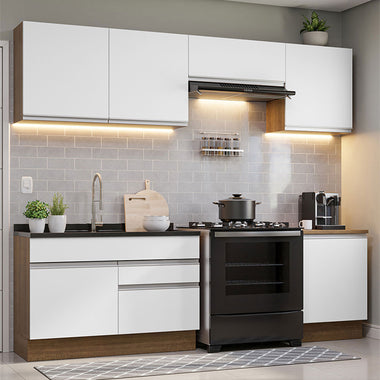 Cocina Integral Glamy 2.60 Metros Marrón/Blanco 04