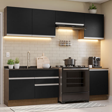 Cocina Integral Glamy 2.60 Metros Marrón/Negro 04