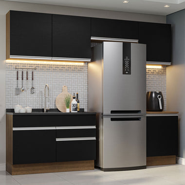 Cocina Integral Glamy 2.60 Metros Marrón/Negro 05