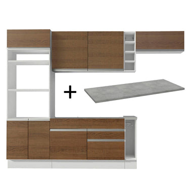 Cocina Integral Safira 2.90 m con Encimera 14 Blanco/Marrón