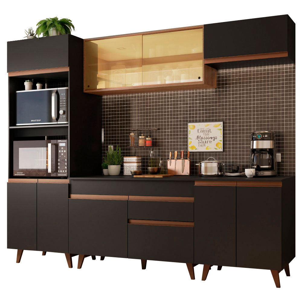 Cocina Integral Reims 2.60 m con Encimera Negro/Marrón 02