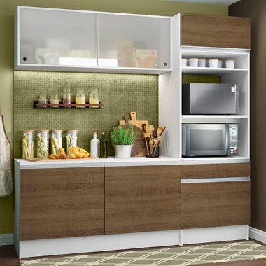 Cocina Integral Topazio Pop 1.80 m con Encimera Blanco/Marrón