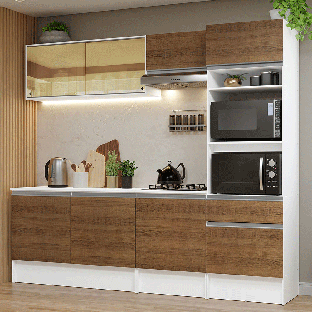 Cocina Integral Diamante 2.40 m con Encimera Blanco/Marrón 06