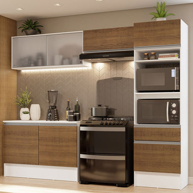 Cocina Integral Topazio 2.60 m con Encimera Blanco/Marrón