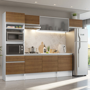 Cocina Integral Topazio 3.00 m con Encimera Blanco/Marrón