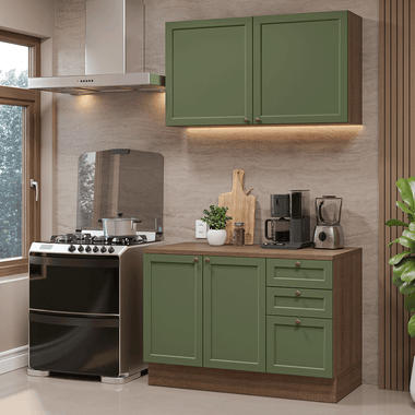 Cocina Integral Vik 1.20 Metros con Encimera Marrón/Verde 01