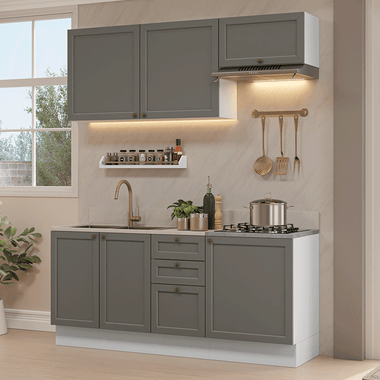 Cocina Integral Vik 1.80 Metros Blanco/Gris 01