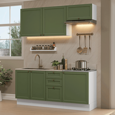 Cocina Integral Vik 1.80 Metros Blanco/Verde 01