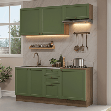 Cocina Integral Vik 1.80 Metros Marrón/Verde 01