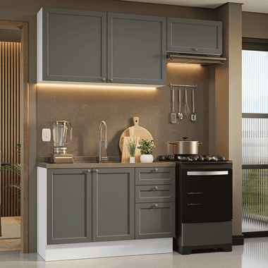 Cocina Integral Vik 1.80 Metros Blanco/Gris 02