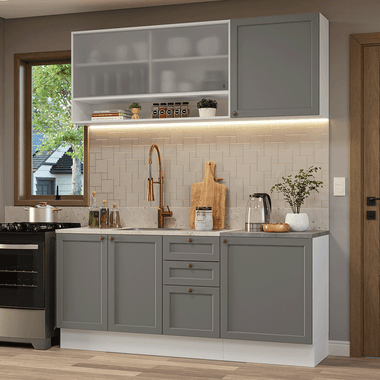 Cocina Integral Vik 1.80 Metros Blanco/Gris 03