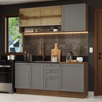 Cocina Integral Vik 1.80 Metros Marrón/Gris 04