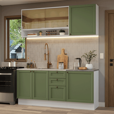 Cocina Integral Vik 1.80 Metros Blanco/Verde 04