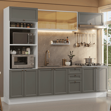 Cocina Integral Vik 2.70 Metros Blanco/Gris 02