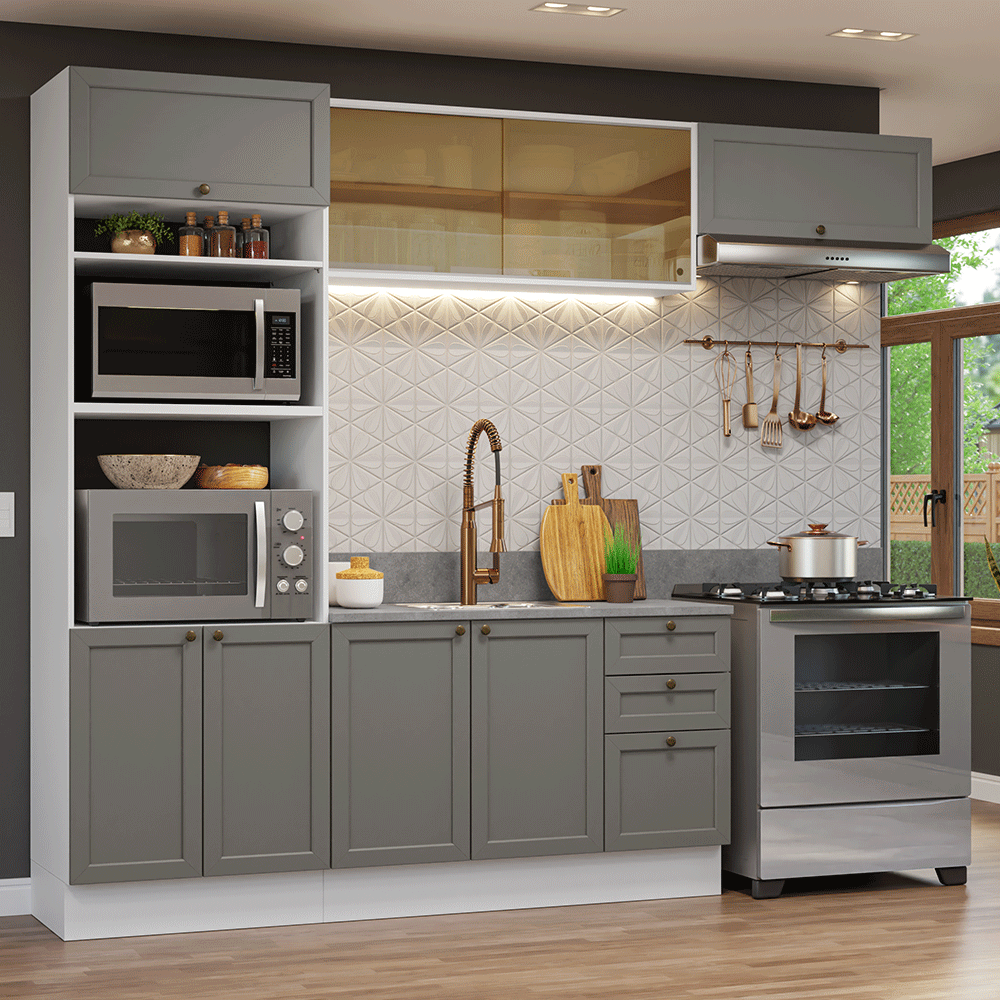 Cocina Integral Vik 2.70 Metros Blanco/Gris 04