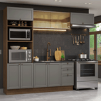 Cocina Integral Vik 2.70 Metros Marrón/Gris 04