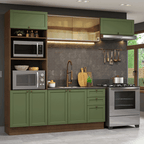 Cocina Integral Vik 2.70 Metros Marrón/Verde 04