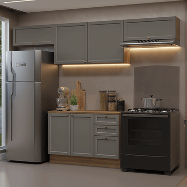 Cocina Integral Vik 2.80 m con Encimera MarrónGris 01
