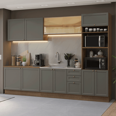 Cocina Integral Vik 3.10 Metros Marrón/Gris 01