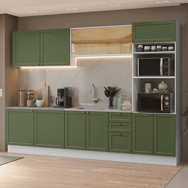 Cocina Integral Vik 3.10 Metros Blanco/Verde 01