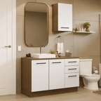 Conjunto de Mueble para Baño Agata 1.20 m 3 Puertas 3 Cajones Marrón/Blanco