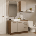 Conjunto de Mueble para Baño Agata 1.20 m 3 Puertas 3 Cajones Marrón/Crema