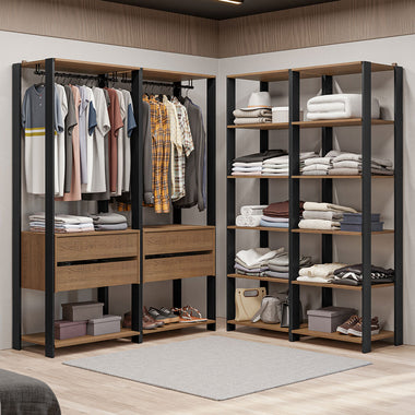 Clóset Modulado Abierto Valencia 4 Cajones 14 Niveles 180 cm x 258 cm x 45 cm Marrón/Negro 03
