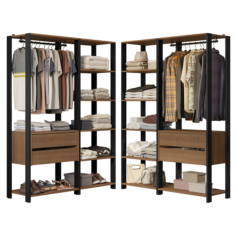 Clóset Modulado Abierto Valencia 4 Cajones 14 Niveles 180 cm x 258 cm x 45 cm Marrón/Negro 04