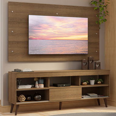Centro de Entretenimiento para TV Detroit Mesa y Panel Hasta 65 Pulgadas Marrón