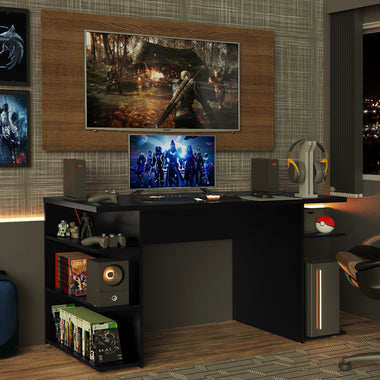 Escritorio Gamer Moderno + Panel para TV Hasta 50 Pulgadas