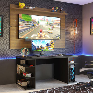 Escritorio Gamer Moderno + Panel para TV Hasta 65 Pulgadas