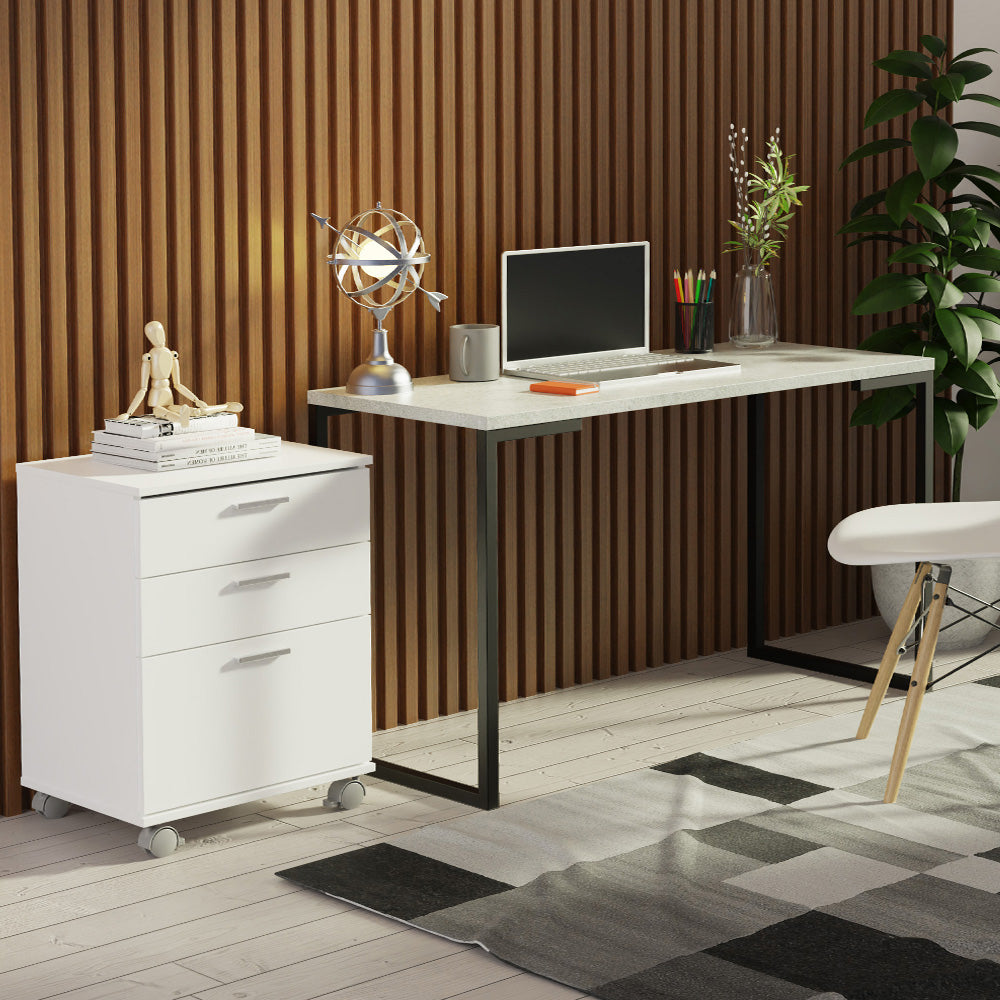 Escritorio de Oficina Industrial y Cajonera Madesa GrisBlanco