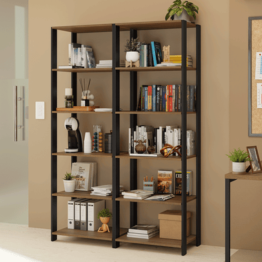 Armário Estante Multiuso para Oficina con 10 Niveles 118 cm Marrón/Negro
