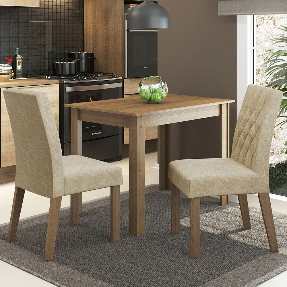 Juego de Comedor Lidia con 2 Sillas Marrón/Imperial