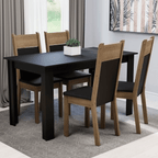Juego de Comedor Havana con 4 Sillas Negro/Marrón