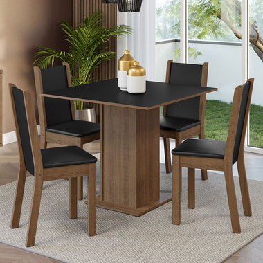 Juego de Comedor Alana con 4 Sillas Marrón/Negro/Sintético
