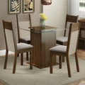 Juego de Comedor Dallas con 4 Sillas Encimera Cuadrada de Cristal Marrón/Crema/Beige