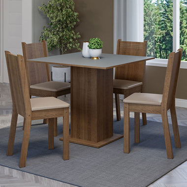 Juego de Comedor Samara con 4 Sillas Marrón/Gris/Beige