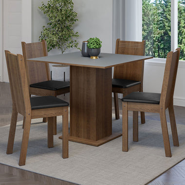 Juego de Comedor Samara con 4 Sillas Marrón/Gris/Negro