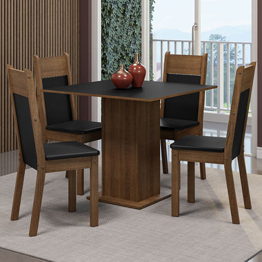 Juego de Comedor Claire con 4 Sillas Marrón/Negro/Sintético Negro