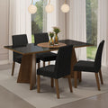 Juego de Comedor Taylor con 4 Sillas - Tablero de Madera y Cristal Marrón/Negro/Oxford