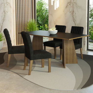 Juego de Comedor Ruby con 4 Sillas Marrón/Negro/Oxford