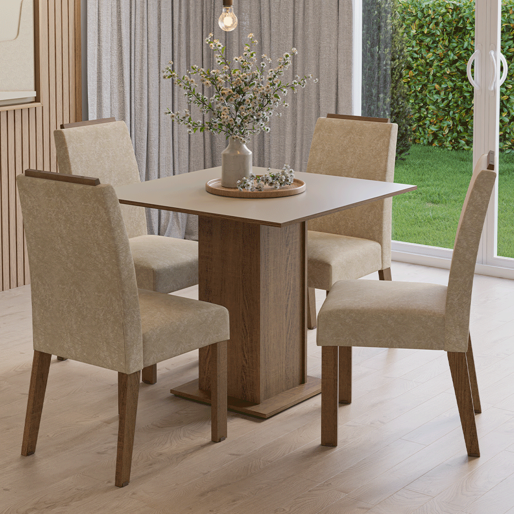 Juego de Comedor Aspen con 4 Sillas Marrón/Crema/Imperial