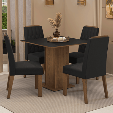 Juego de Comedor Cannes con 4 Sillas MarrónNegroOxford