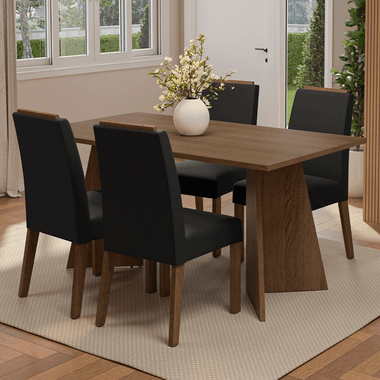 Juego de Comedor Évora con 4 Sillas Marrón/Oxford