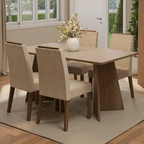 Juego de Comedor Évora con 4 Sillas Marrón/Crema/Imperial