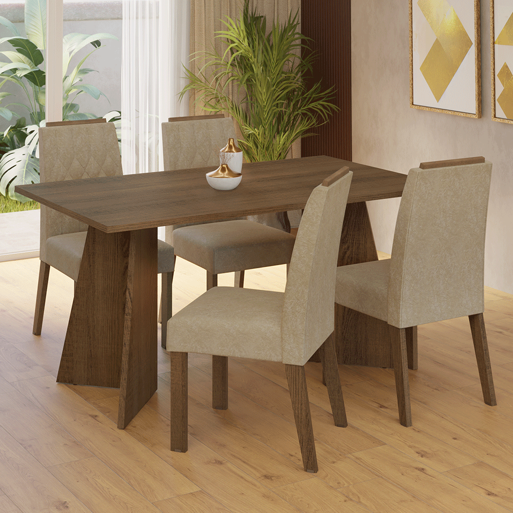 Juego de Comedor Tulum con 4 Sillas Marrón/Imperial