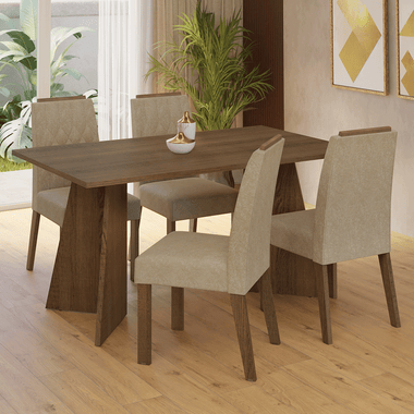 Juego de Comedor Tulum con 4 Sillas Marrón/Imperial